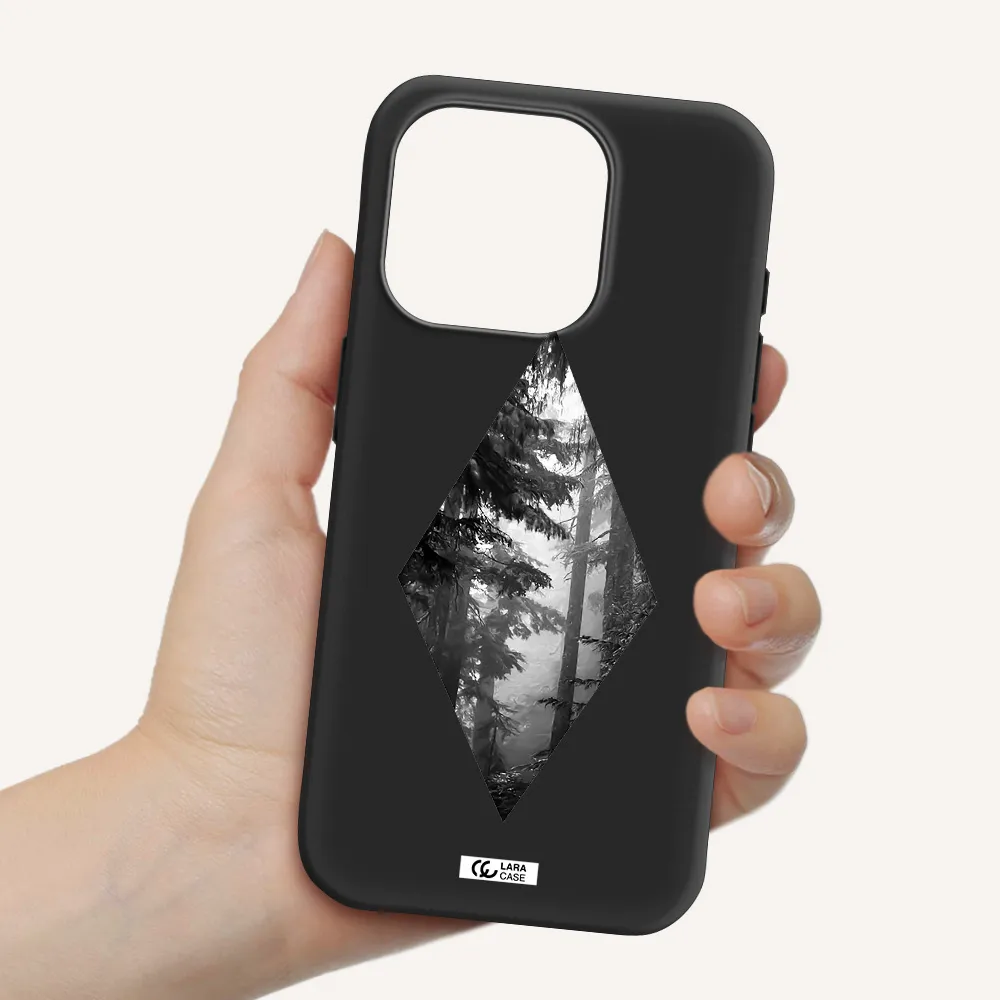 A Diamond Shaped Image Of Trees Apple Iphone 15 Pro Silicone Black Case