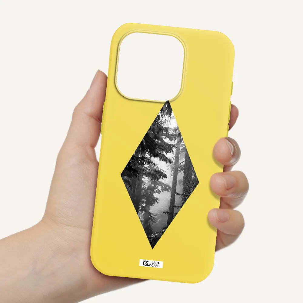 A Diamond Shaped Image Of Trees Apple Iphone 15 Pro Silicone Canary Yellow Case