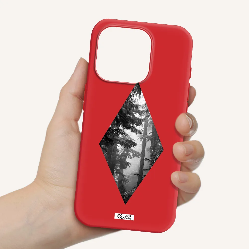 A Diamond Shaped Image Of Trees Apple Iphone 15 Pro Silicone Imperial Red Case