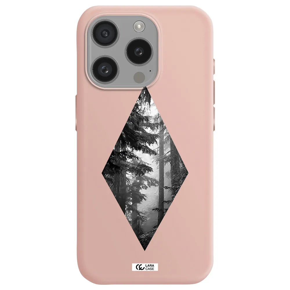 A Diamond Shaped Image Of Trees Apple Iphone 15 Pro Silicone Pastel Pink Case