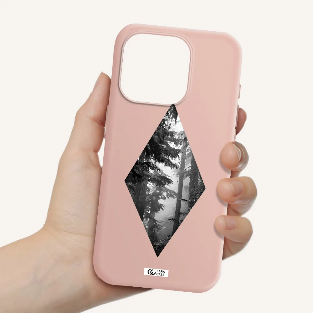 A Diamond Shaped Image Of Trees Apple Iphone 15 Pro Silicone Pastel Pink Case