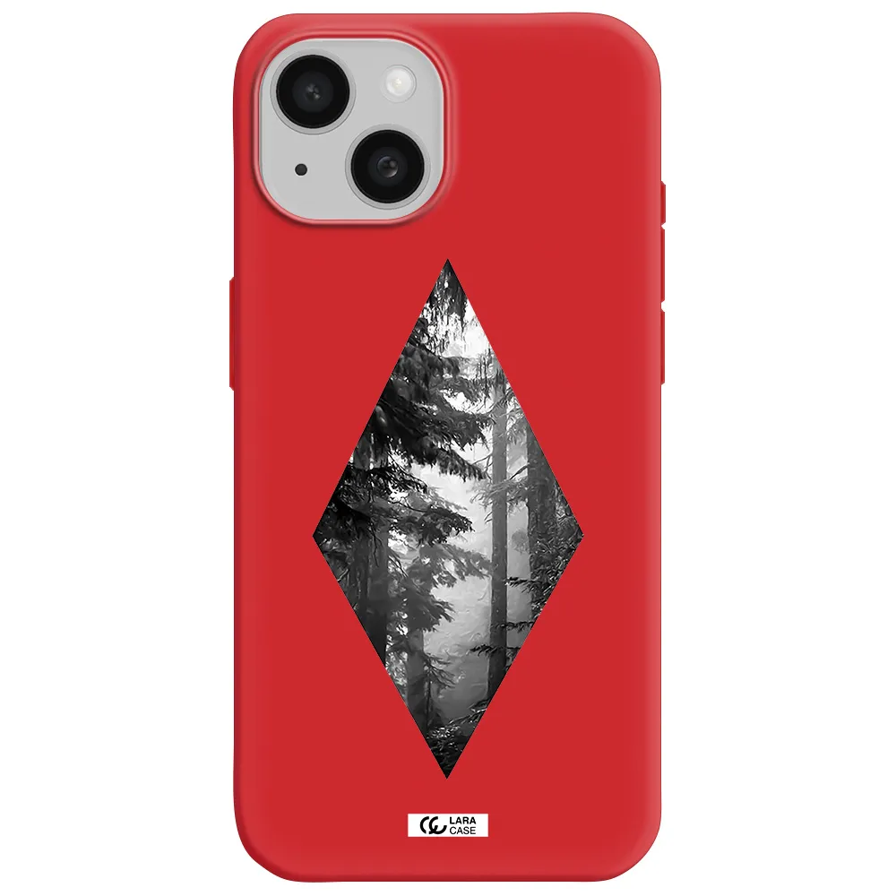 A Diamond Shaped Image Of Trees Apple Iphone 15 Silicone Imperial Red Case