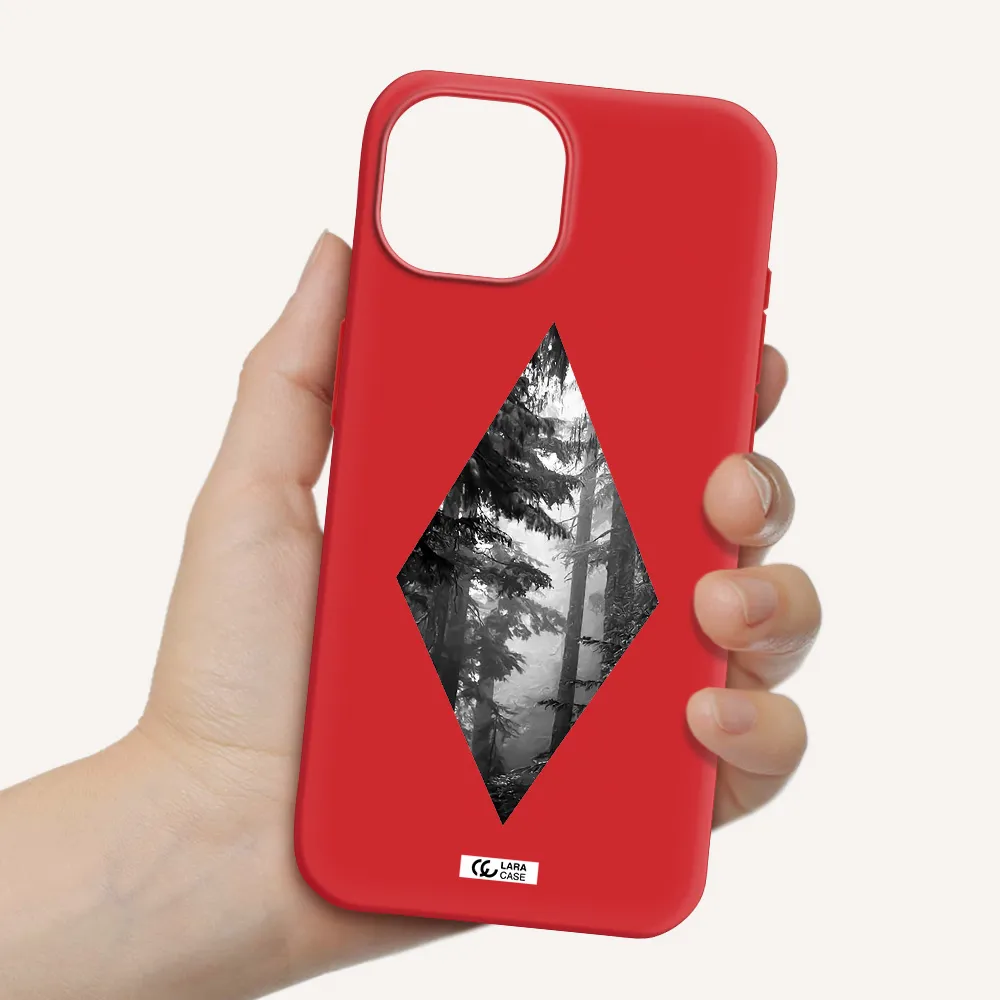 A Diamond Shaped Image Of Trees Apple Iphone 15 Silicone Imperial Red Case