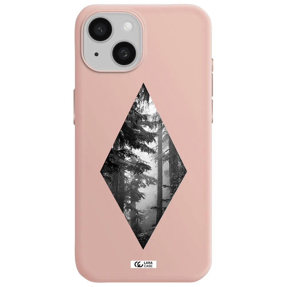 A Diamond Shaped Image Of Trees Apple Iphone 15 Silicone Pastel Pink Case