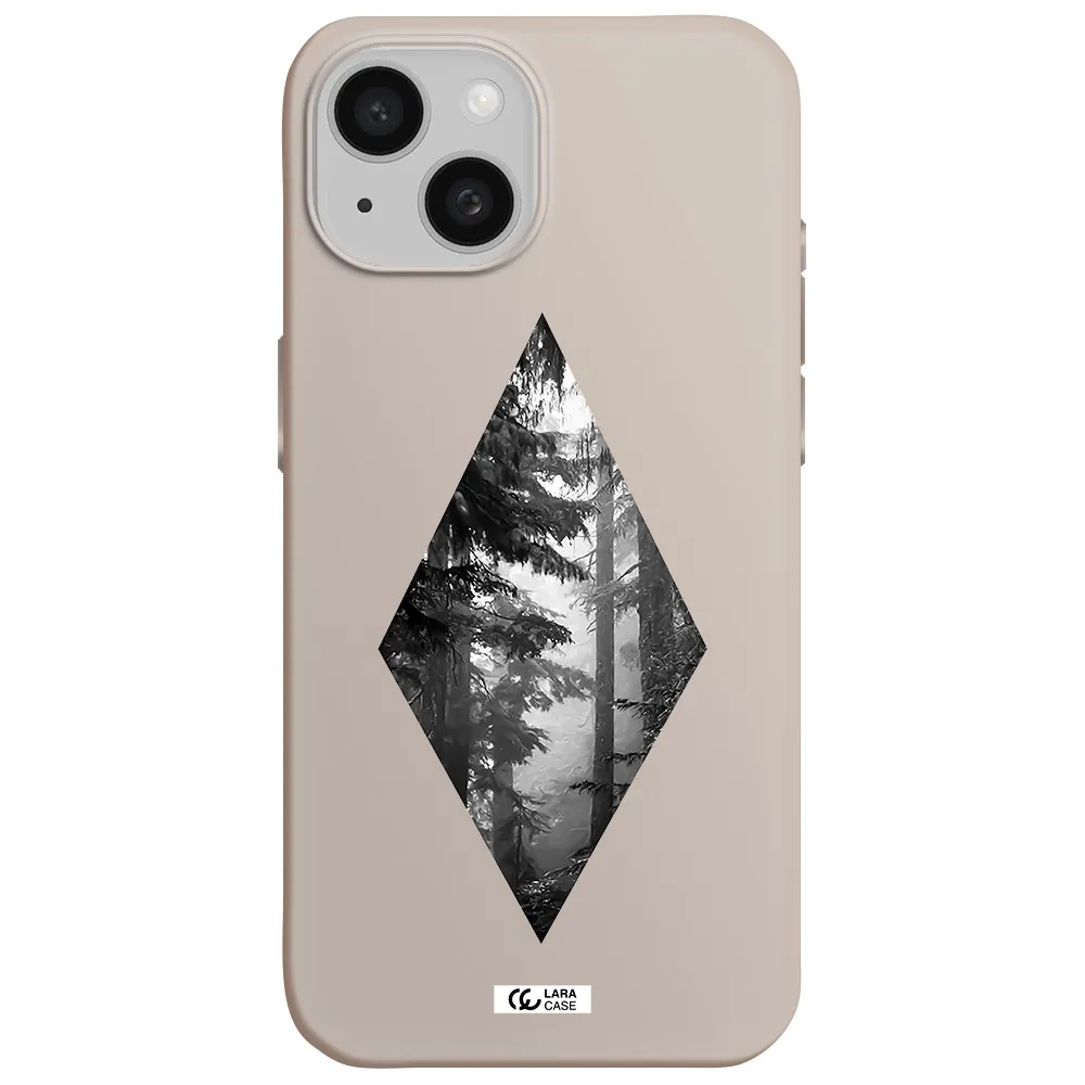 a diamond shaped image of trees Apple iPhone 15 Silicone Stone Case