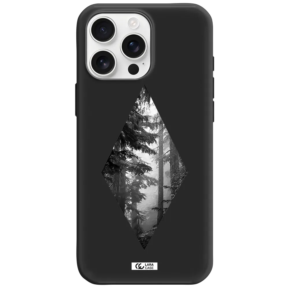 A Diamond Shaped Image Of Trees Apple Iphone 16 Pro Max Silicone Black Case