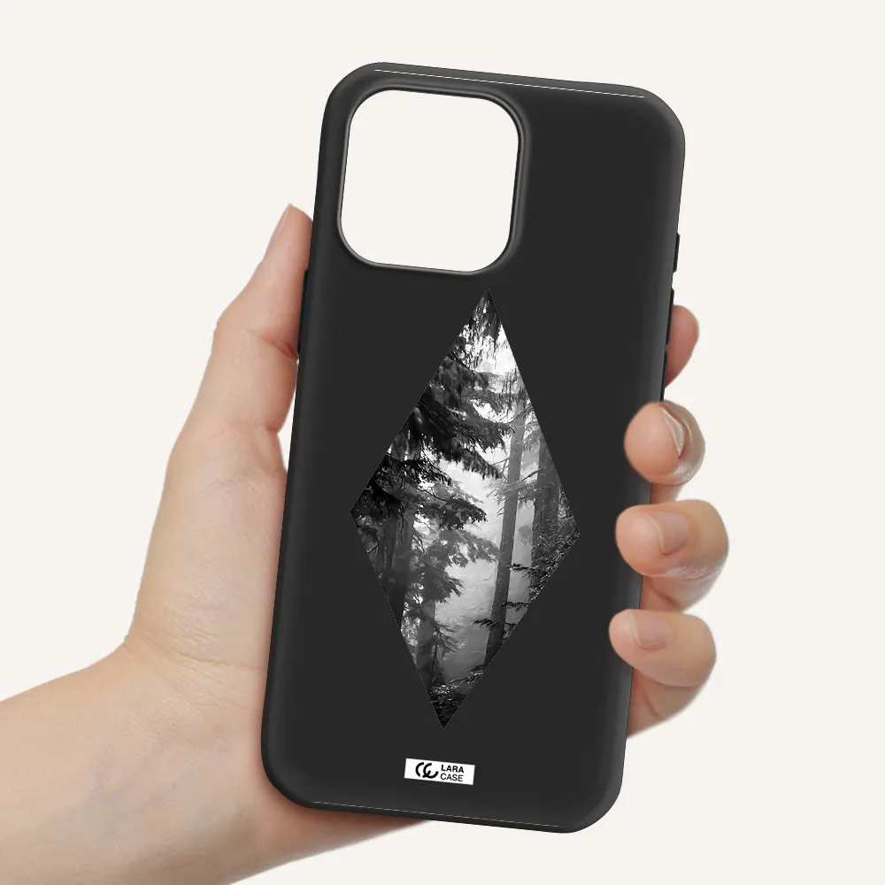 A Diamond Shaped Image Of Trees Apple Iphone 16 Pro Max Silicone Black Case