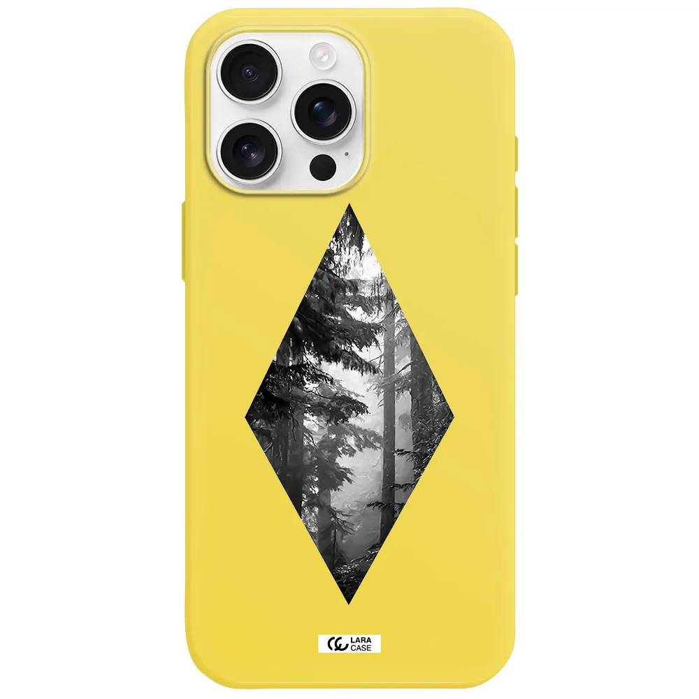 A Diamond Shaped Image Of Trees Apple Iphone 16 Pro Max Silicone Canary Yellow Case