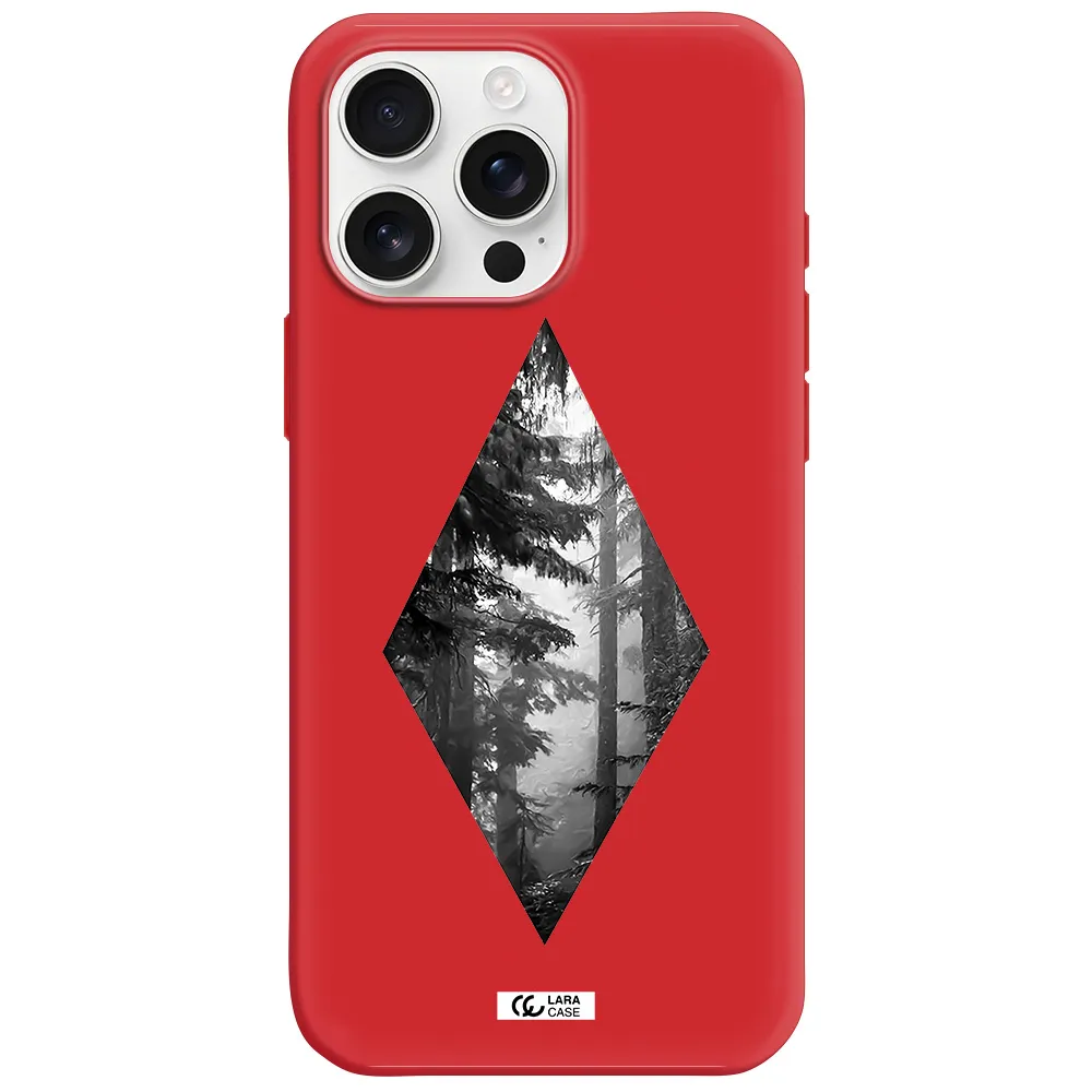 A Diamond Shaped Image Of Trees Apple Iphone 16 Pro Max Silicone Imperial Red Case