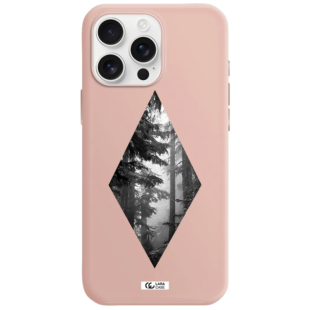 A Diamond Shaped Image Of Trees Apple Iphone 16 Pro Max Silicone Pastel Pink Case