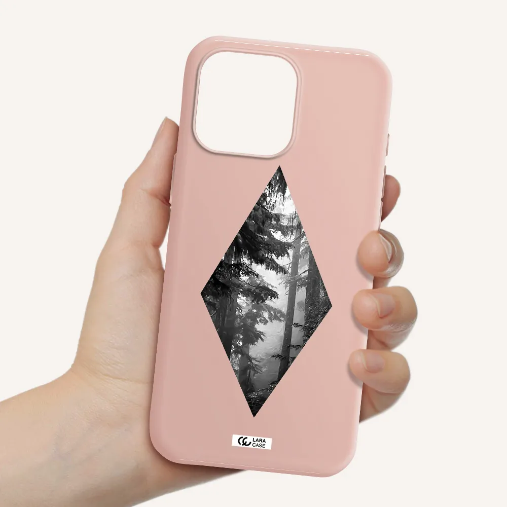 A Diamond Shaped Image Of Trees Apple Iphone 16 Pro Max Silicone Pastel Pink Case
