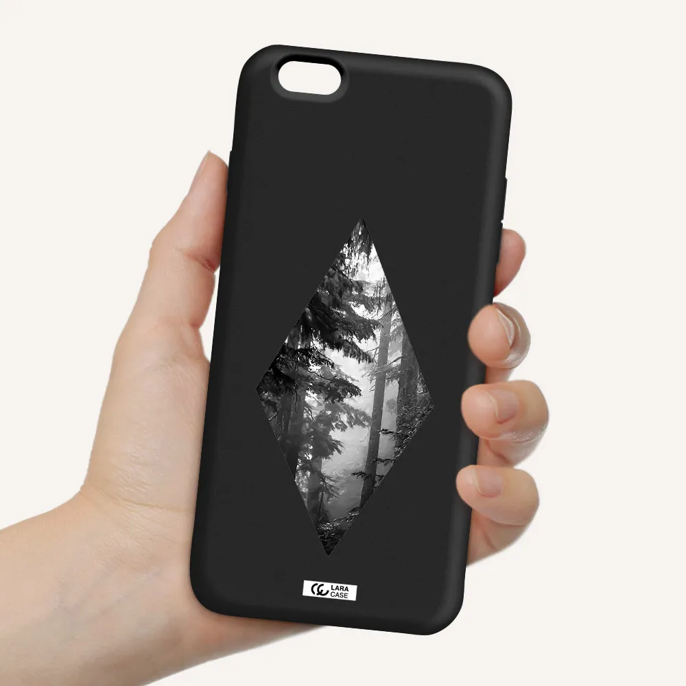 a diamond shaped image of trees Apple iPhone 6 plus Silicone black Case