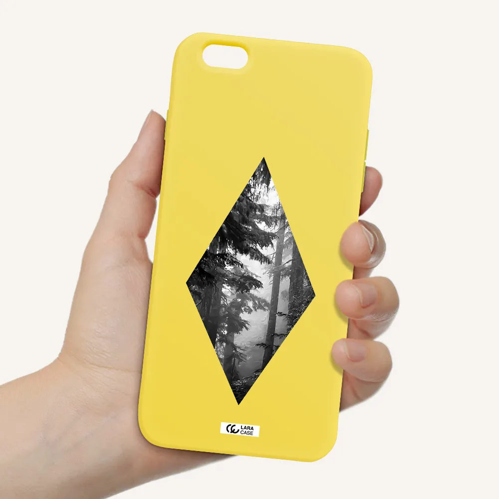 a diamond shaped image of trees Apple iPhone 6 plus Silicone canary yellow Case