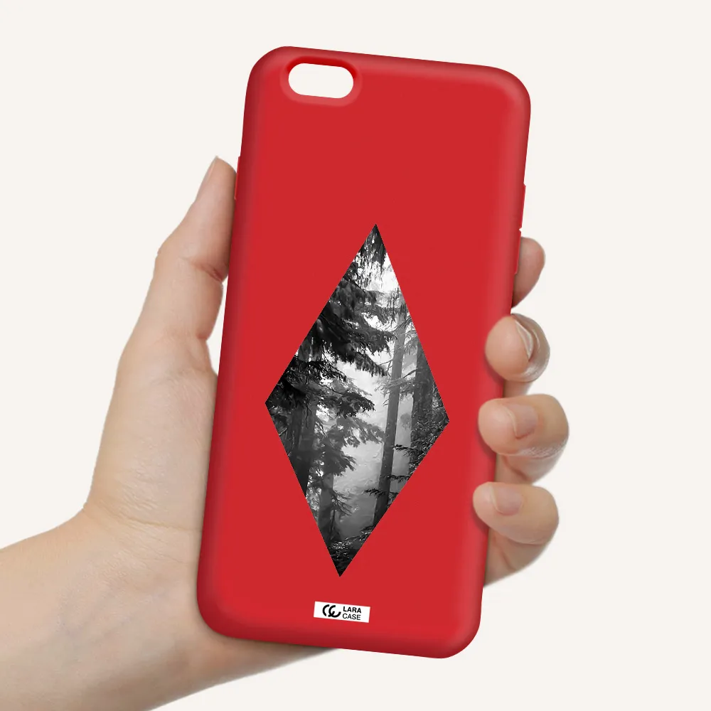 a diamond shaped image of trees Apple iPhone 6 plus Silicone Imperial Red Case