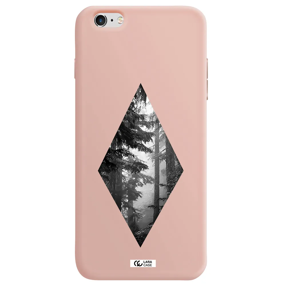 a diamond shaped image of trees Apple iPhone 6 plus Silicone pastel pink Case