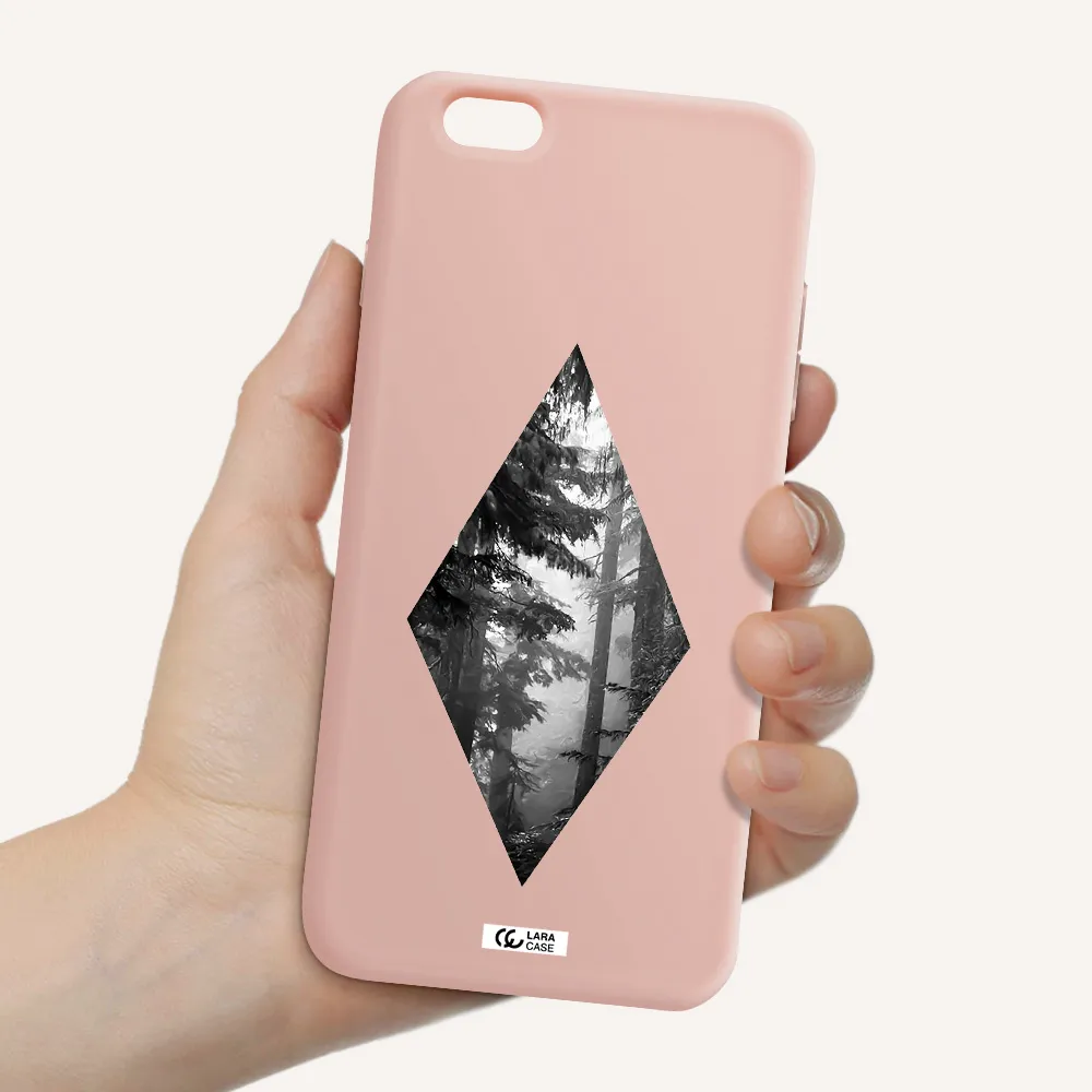 a diamond shaped image of trees Apple iPhone 6 plus Silicone pastel pink Case