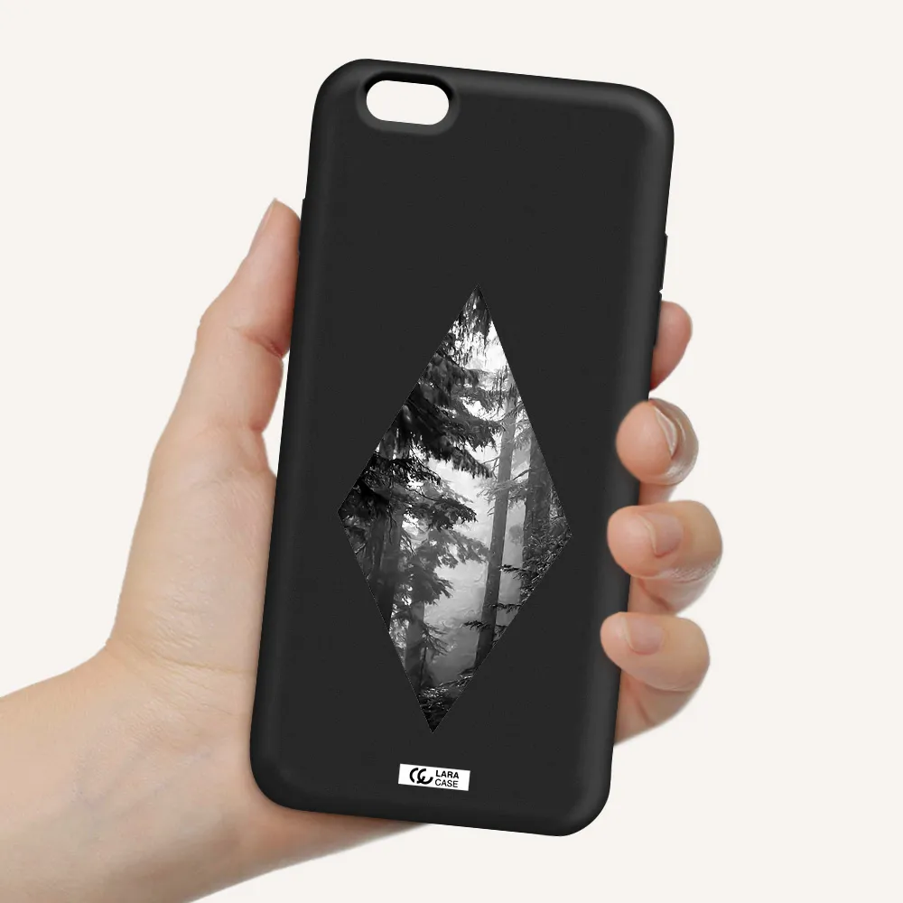a diamond shaped image of trees Apple iPhone 6 s plus Silicone black Case