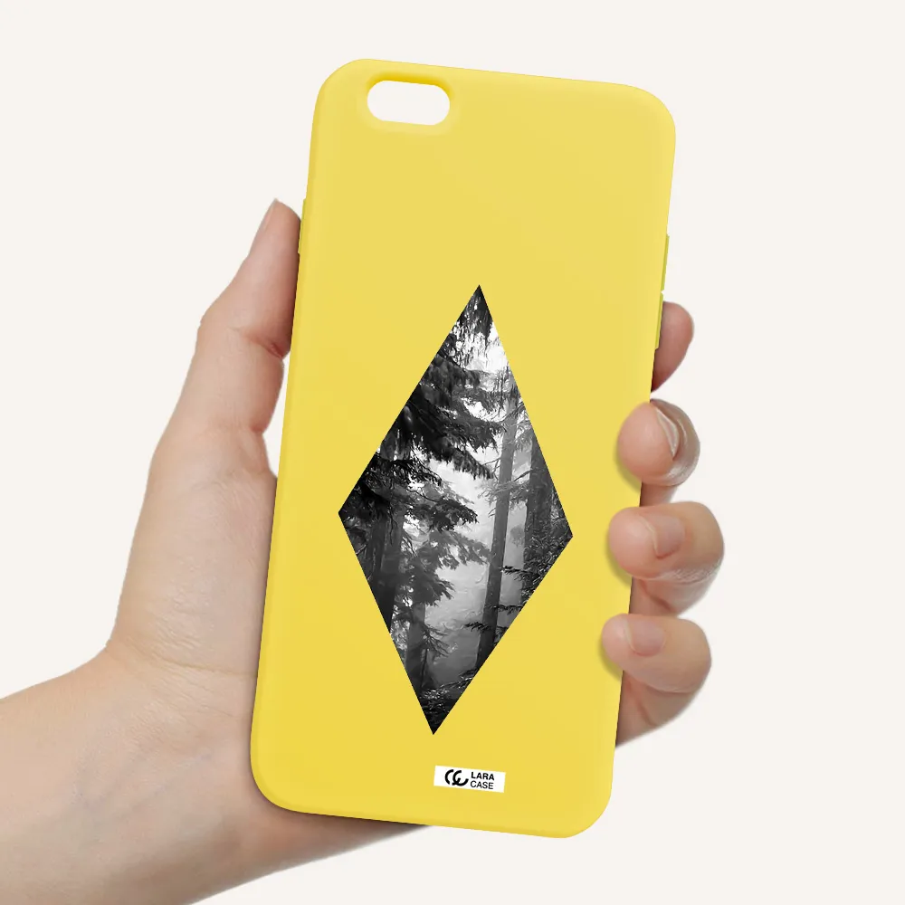 a diamond shaped image of trees Apple iPhone 6 s plus Silicone canary yellow Case