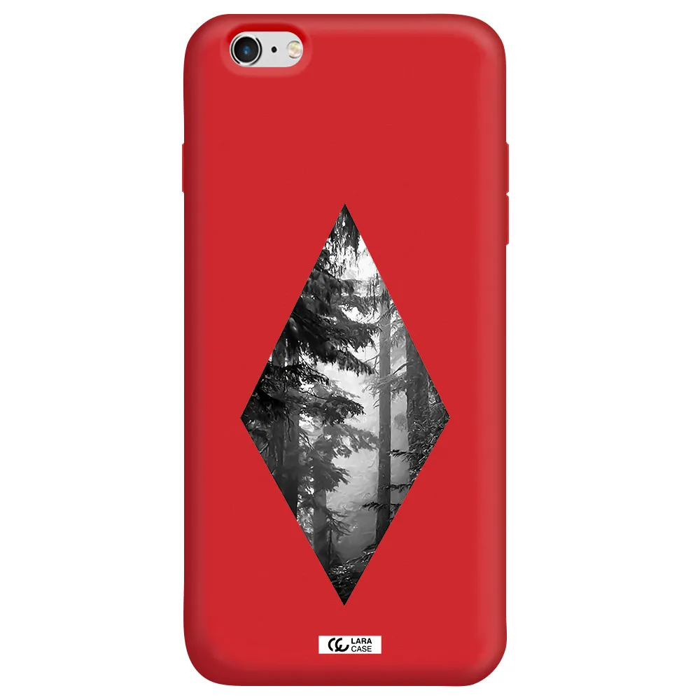 a diamond shaped image of trees Apple iPhone 6 s plus Silicone Imperial Red Case