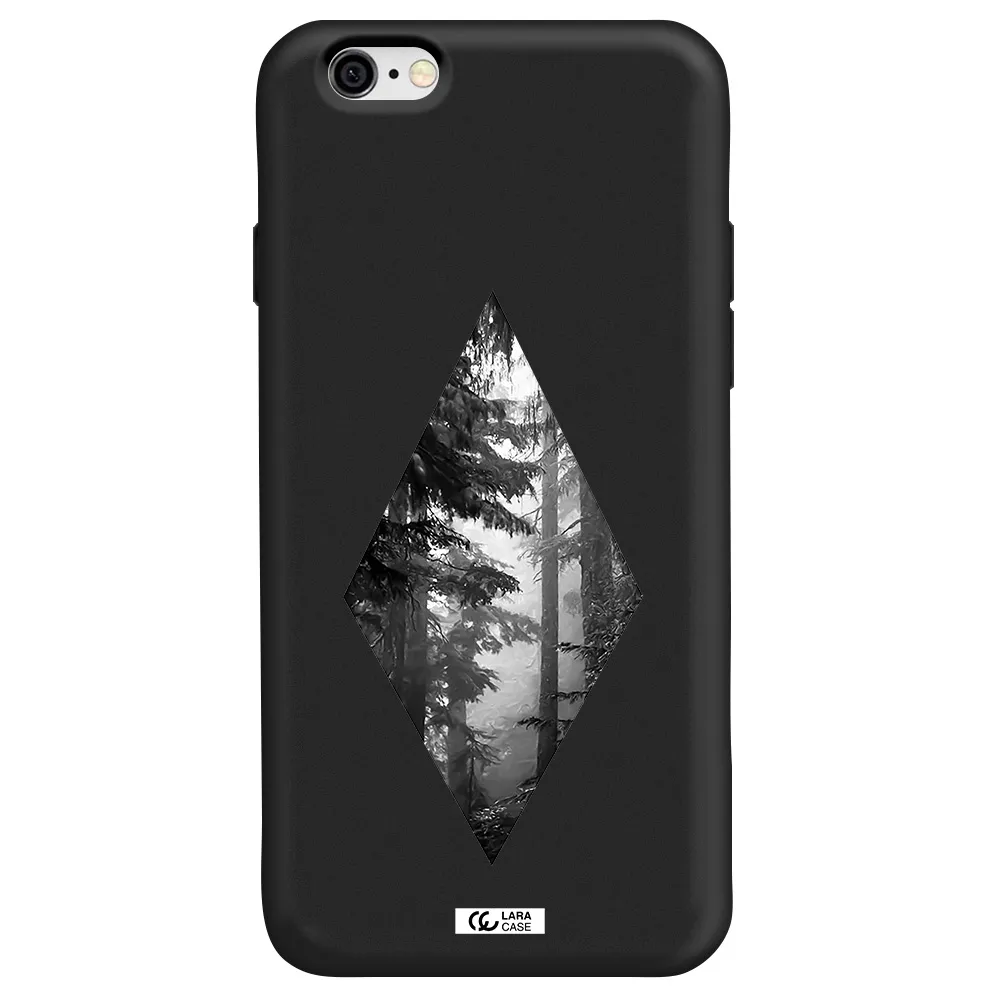 a diamond shaped image of trees Apple iPhone 6 Silicone black Case