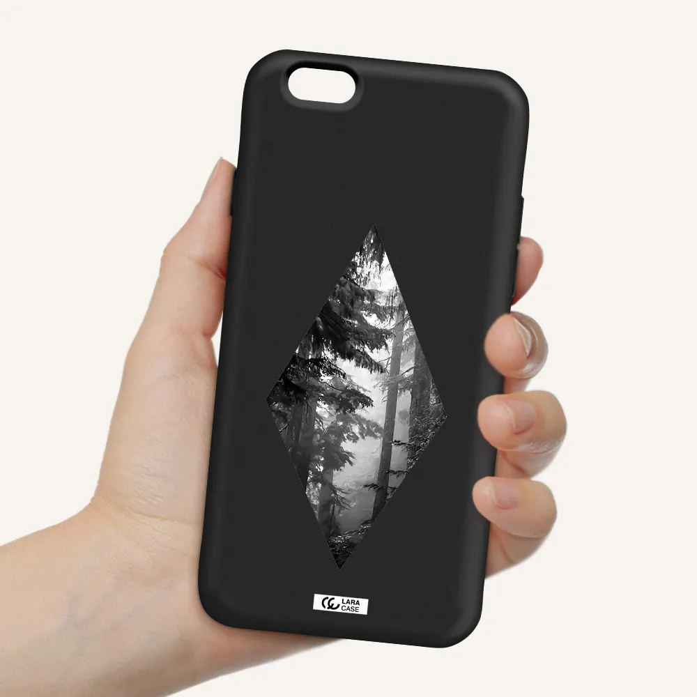 a diamond shaped image of trees Apple iPhone 6 Silicone black Case