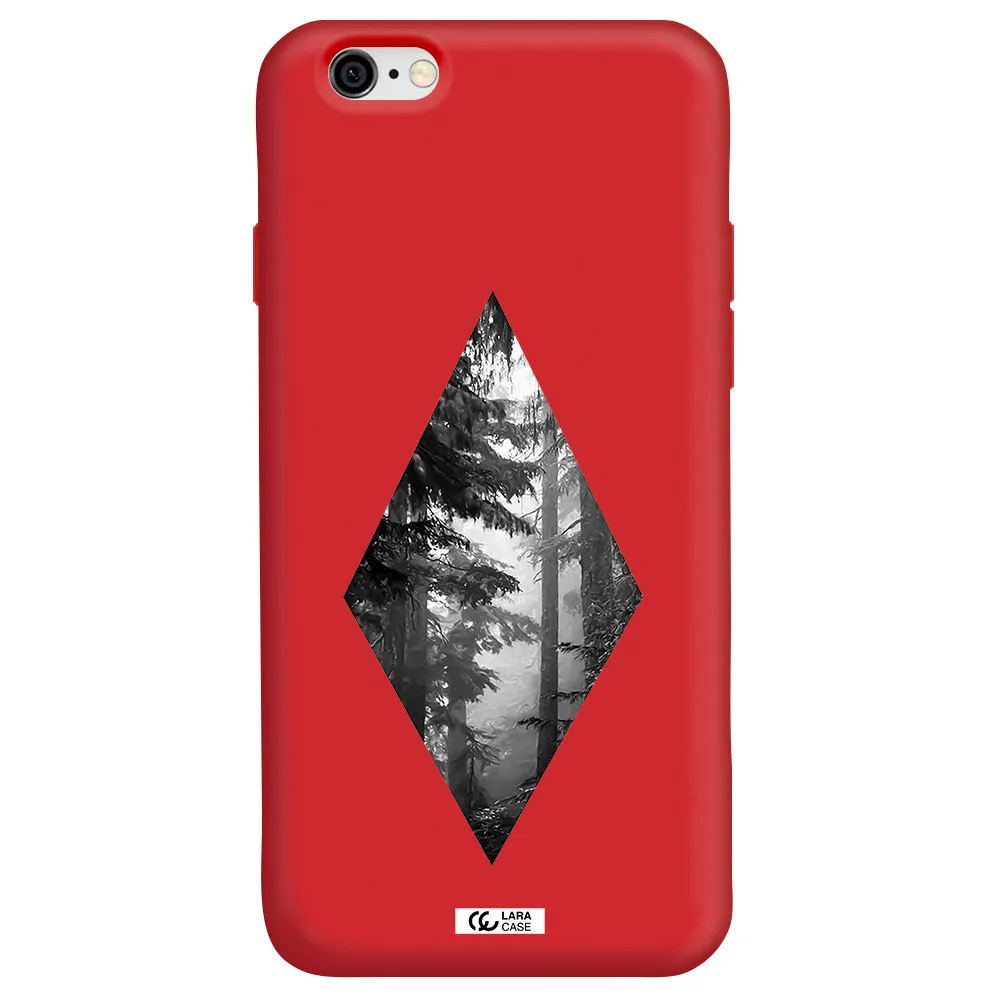a diamond shaped image of trees Apple iPhone 6 Silicone Imperial Red Case