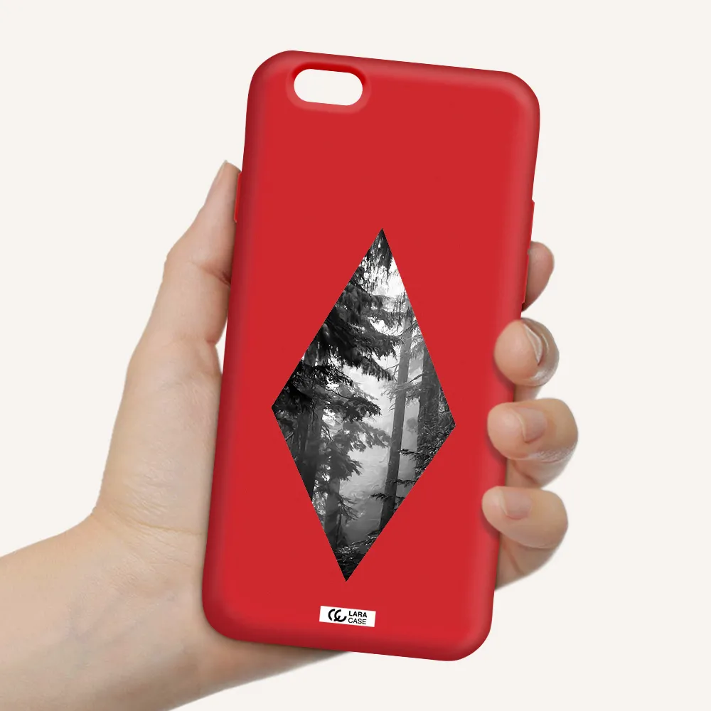 a diamond shaped image of trees Apple iPhone 6 Silicone Imperial Red Case
