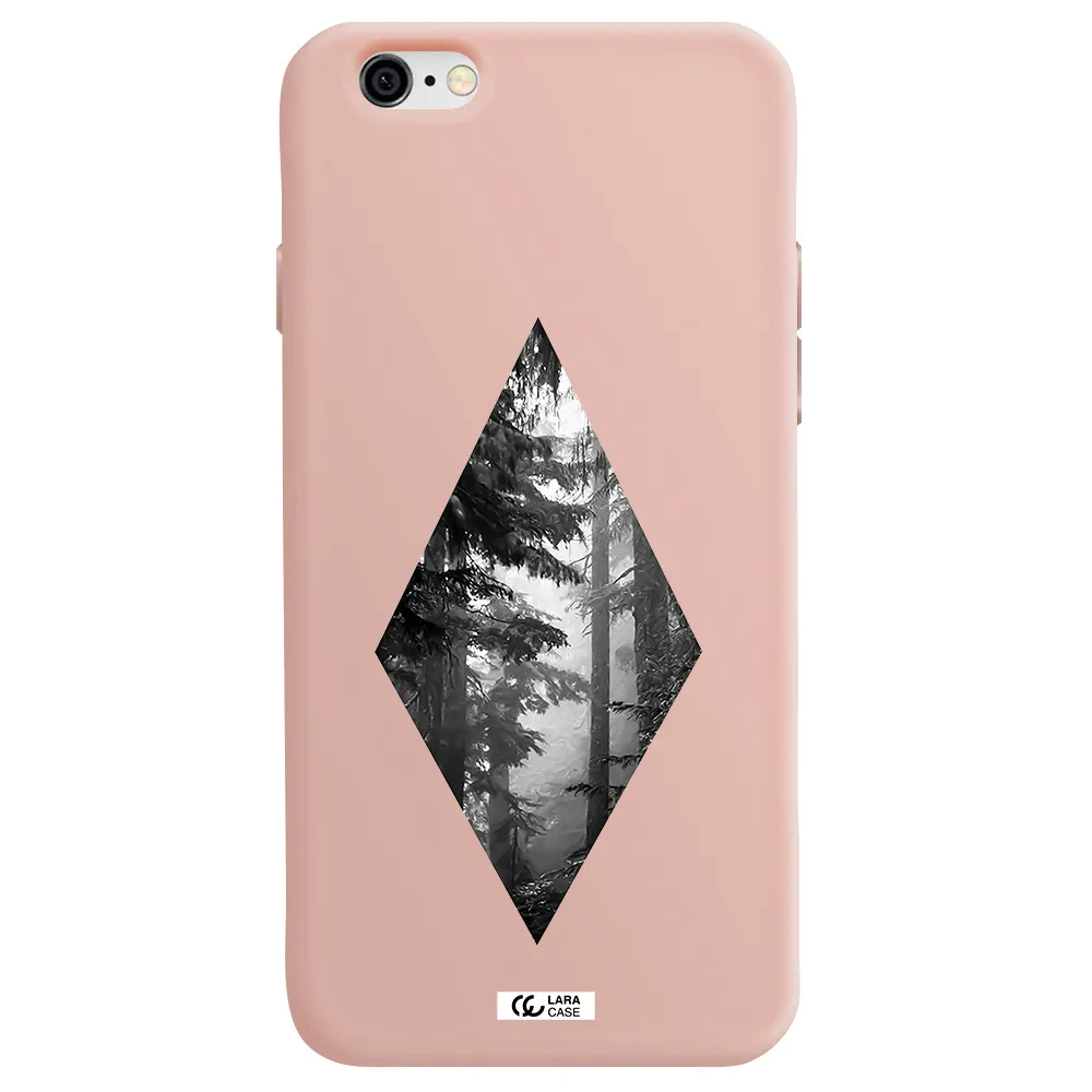 a diamond shaped image of trees Apple iPhone 6 Silicone pastel pink Case