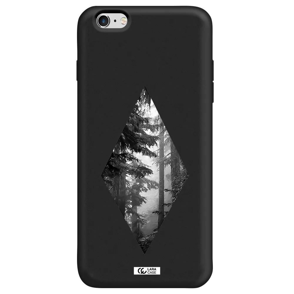 a diamond shaped image of trees Apple iPhone 6S Silicone black Case