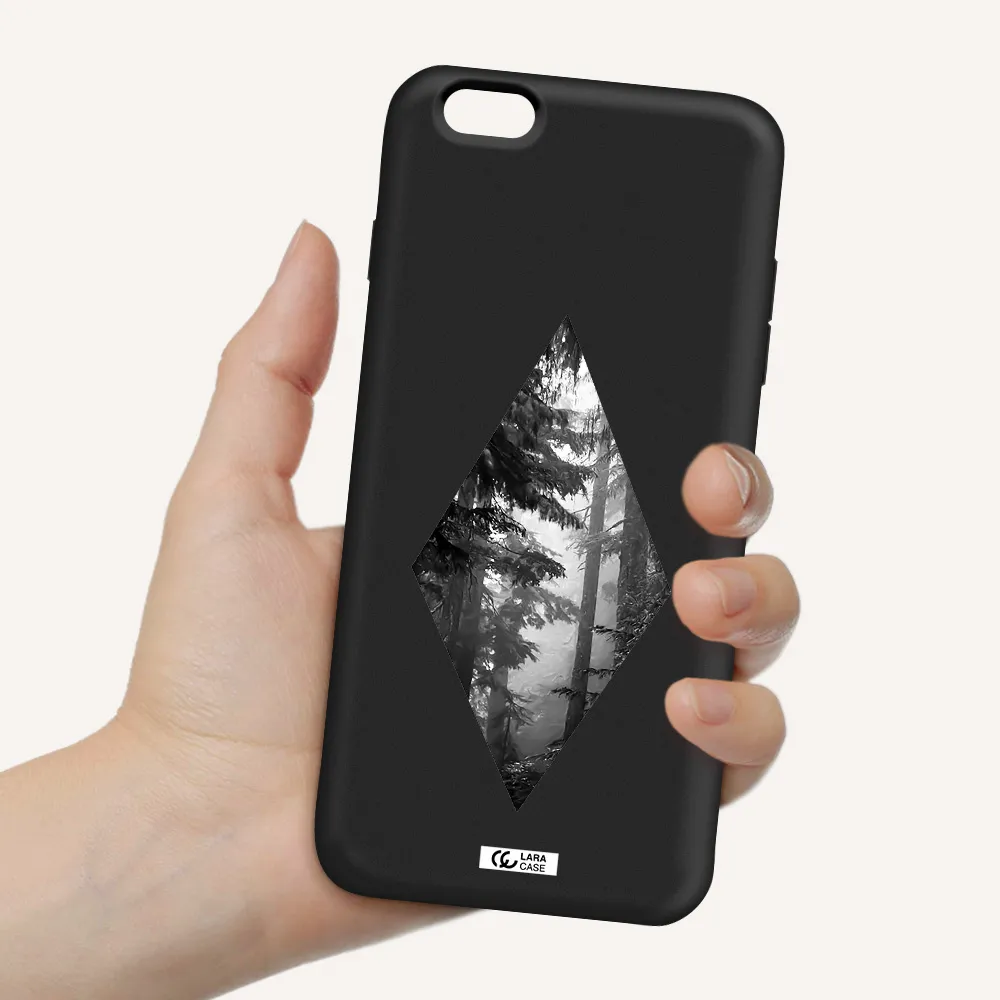 a diamond shaped image of trees Apple iPhone 6S Silicone black Case