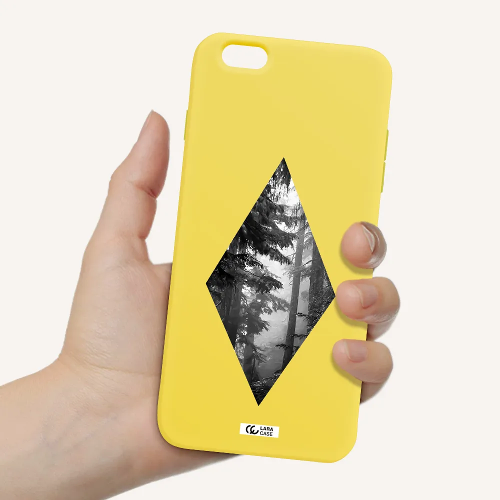 a diamond shaped image of trees Apple iPhone 6S Silicone canary yellow Case