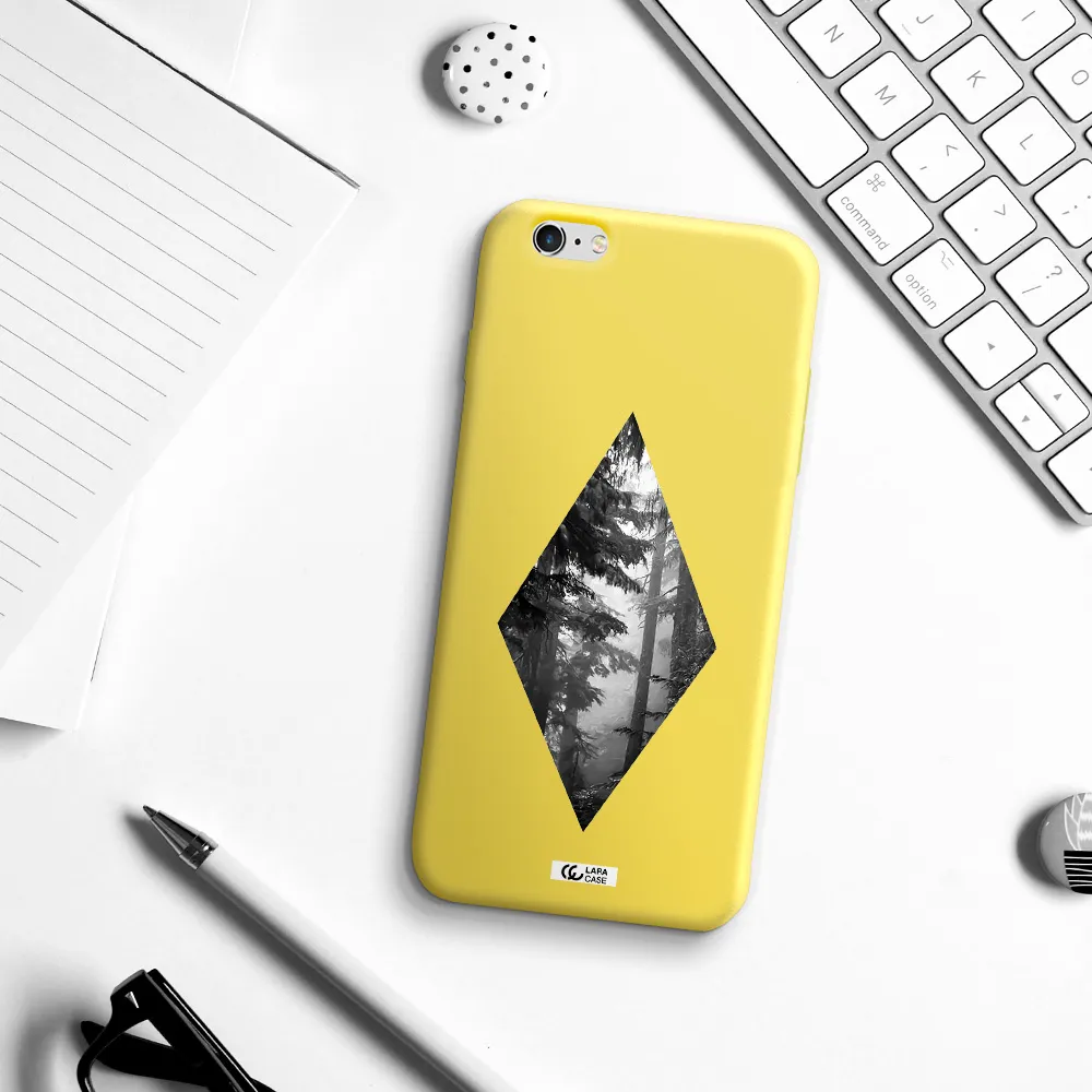 a diamond shaped image of trees Apple iPhone 6S Silicone canary yellow Case