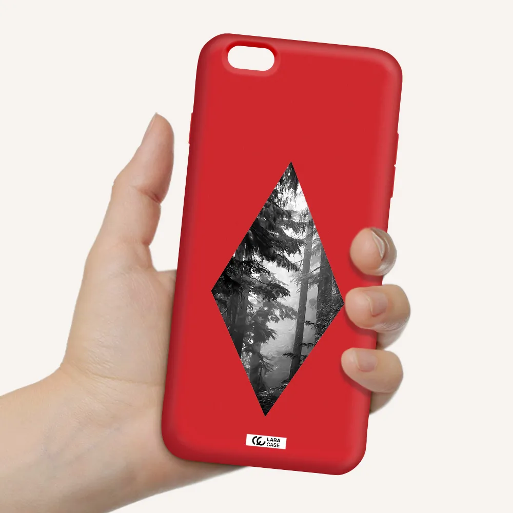 a diamond shaped image of trees Apple iPhone 6S Silicone Imperial Red Case