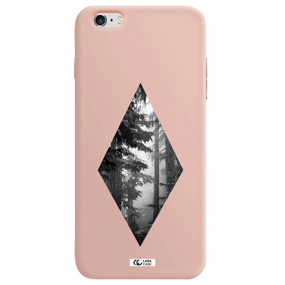 a diamond shaped image of trees Apple iPhone 6S Silicone pastel pink Case
