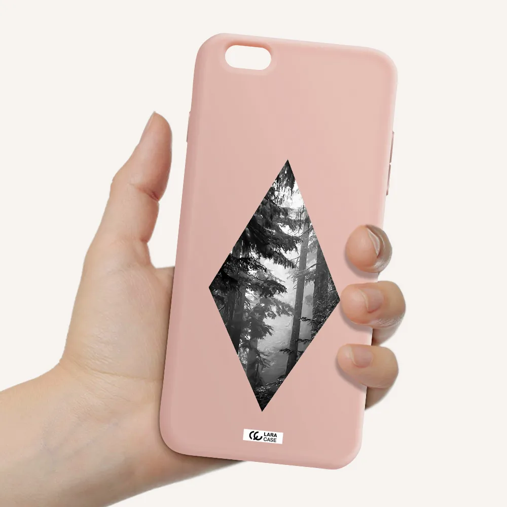 a diamond shaped image of trees Apple iPhone 6S Silicone pastel pink Case