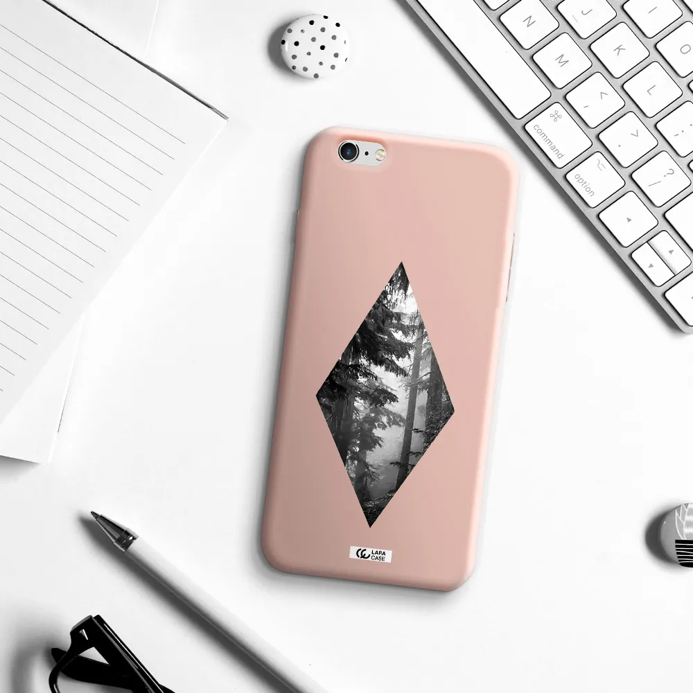 a diamond shaped image of trees Apple iPhone 6S Silicone pastel pink Case
