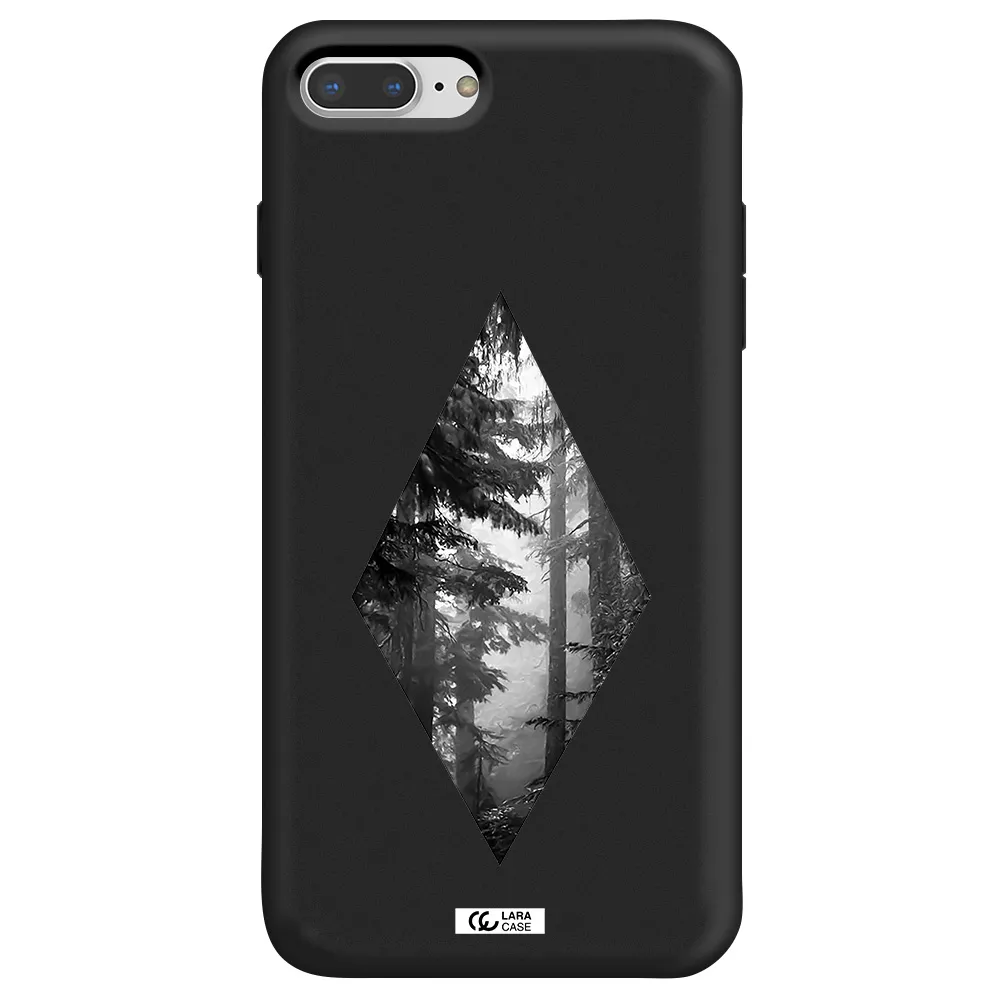 a diamond shaped image of trees Apple iPhone 7 plus Silicone black Case