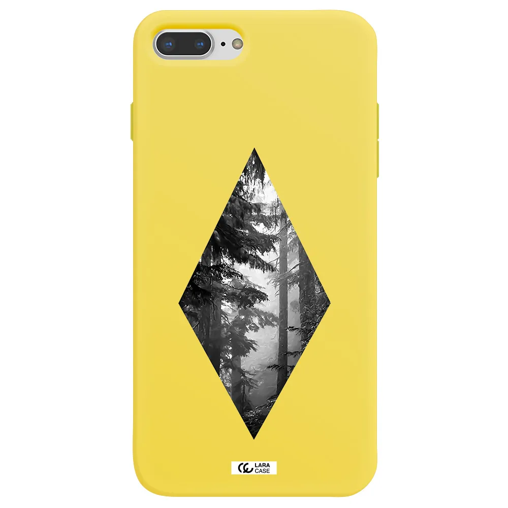 a diamond shaped image of trees Apple iPhone 7 plus Silicone canary yellow Case