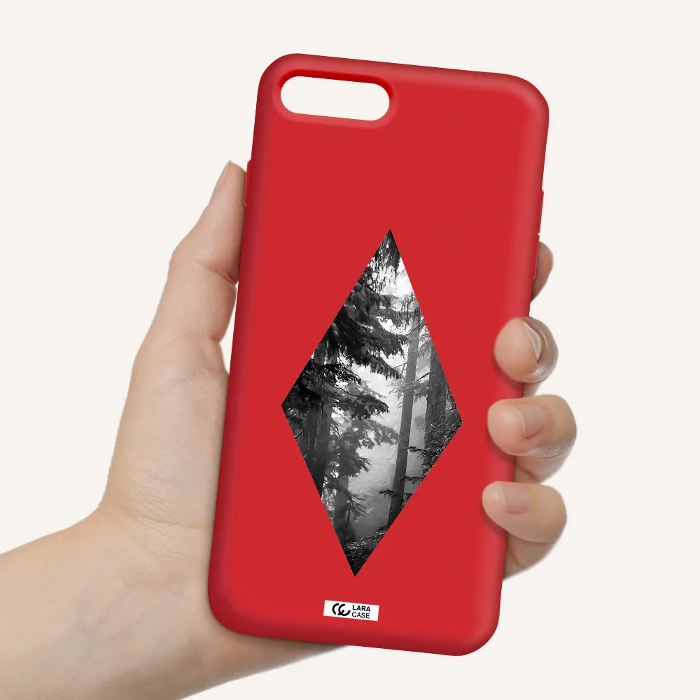 a diamond shaped image of trees Apple iPhone 7 plus Silicone Imperial Red Case
