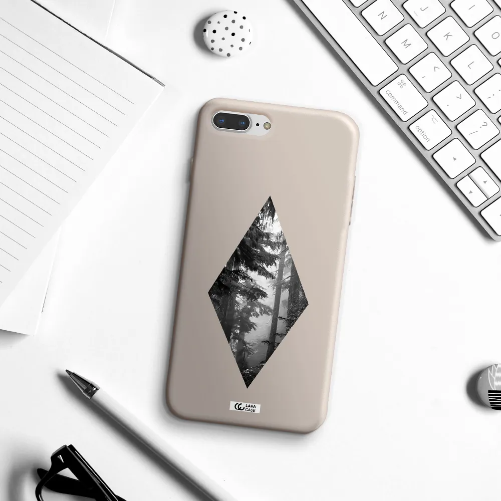a diamond shaped image of trees Apple iPhone 7 plus Silicone Stone Case