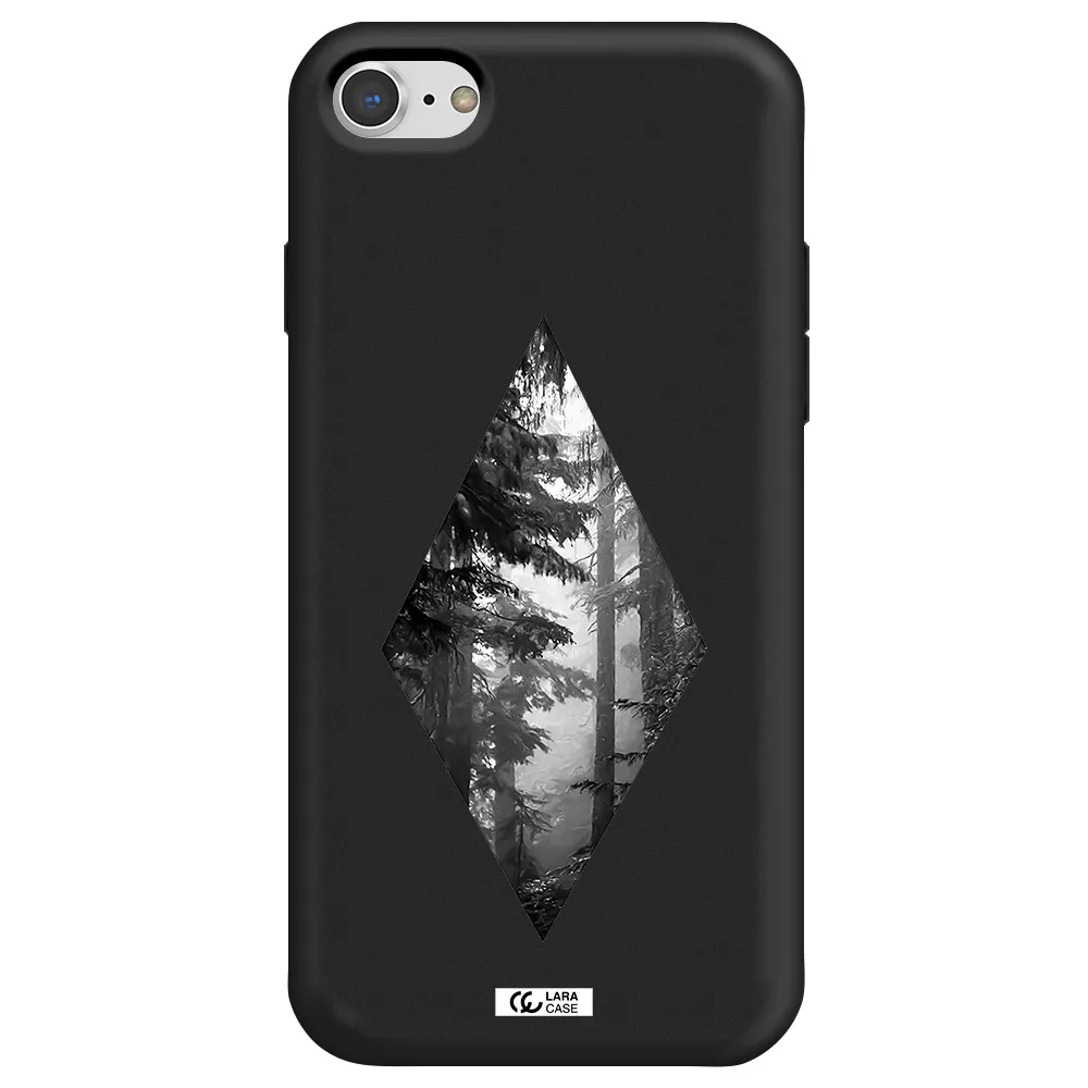 a diamond shaped image of trees Apple iPhone 7 Silicone black Case