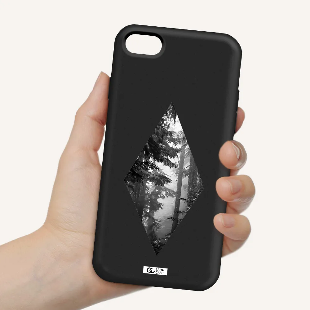 a diamond shaped image of trees Apple iPhone 7 Silicone black Case