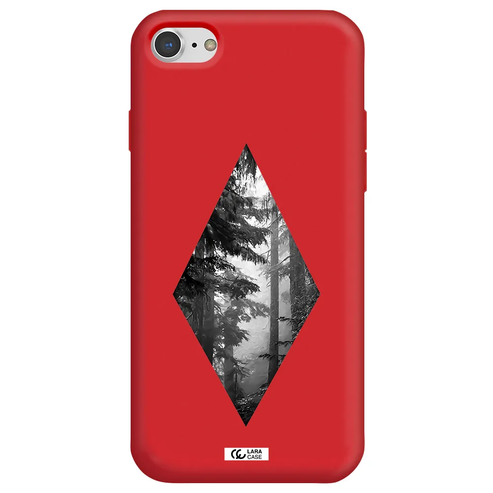 a diamond shaped image of trees Apple iPhone 7 Silicone Imperial Red Case