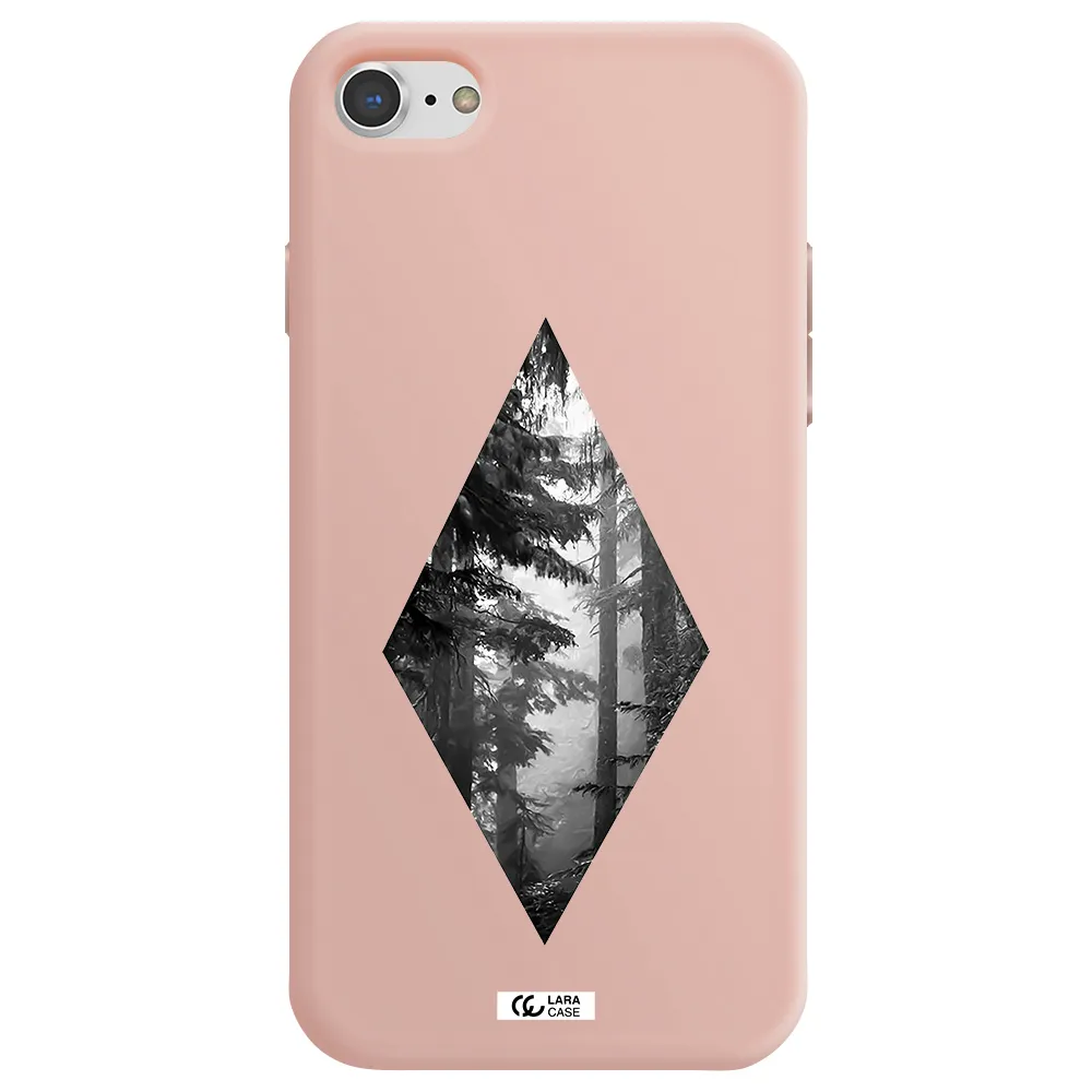 a diamond shaped image of trees Apple iPhone 7 Silicone pastel pink Case