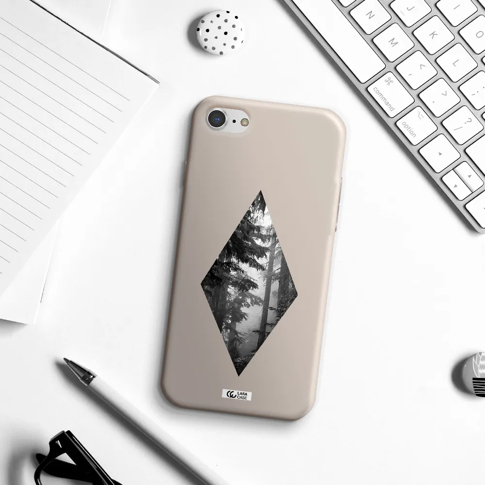 a diamond shaped image of trees Apple iPhone 7 Silicone Stone Case