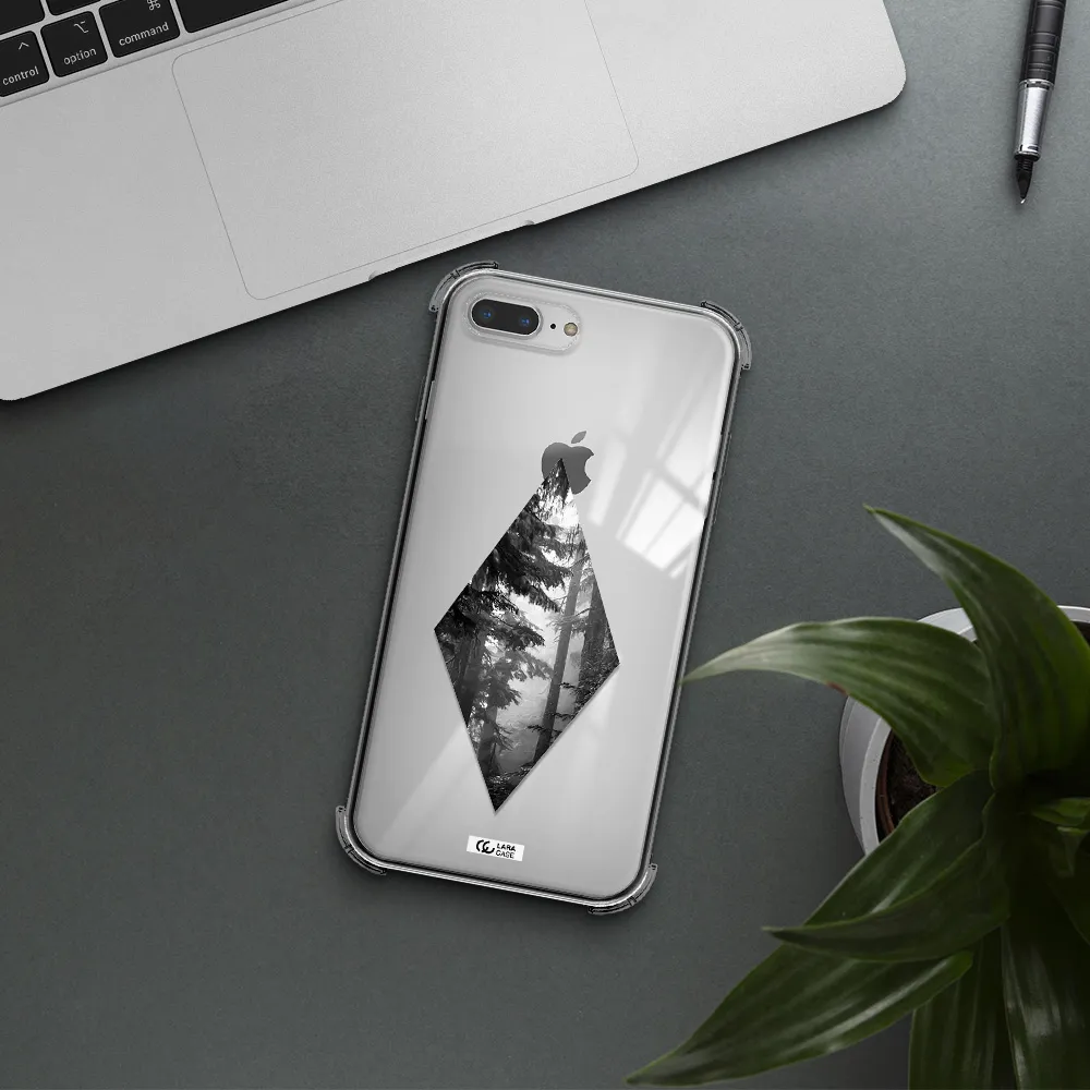 a diamond shaped image of trees Apple iPhone 8 plus Clear PC Case