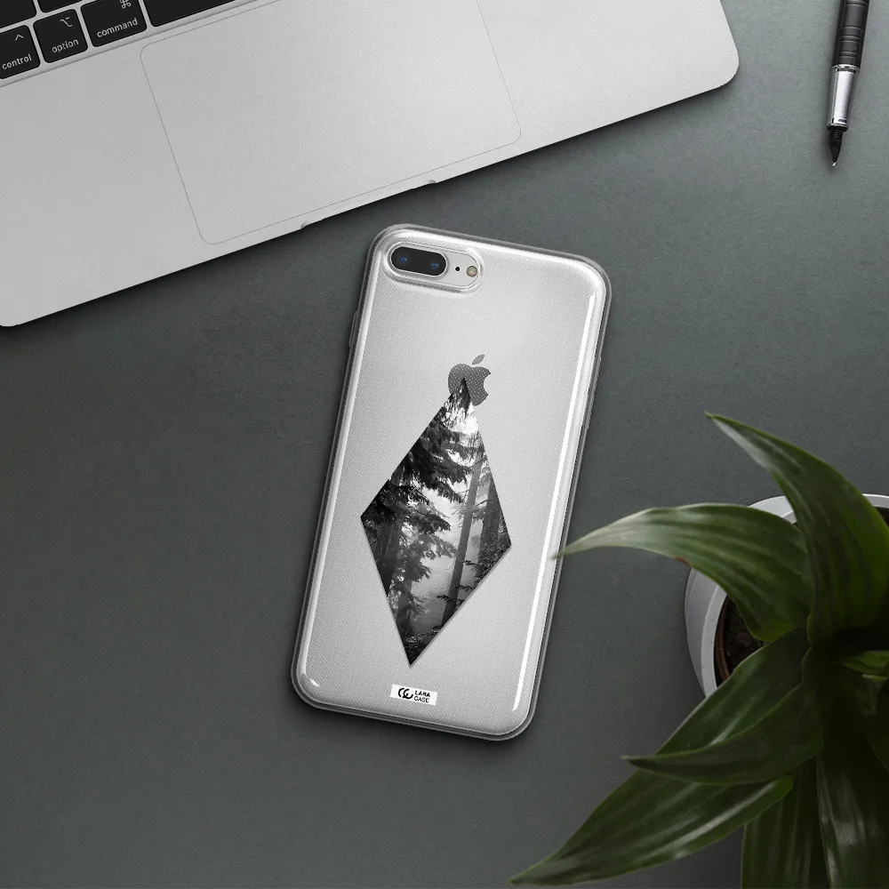 a diamond shaped image of trees Apple iPhone 8 plus Clear TPU Case