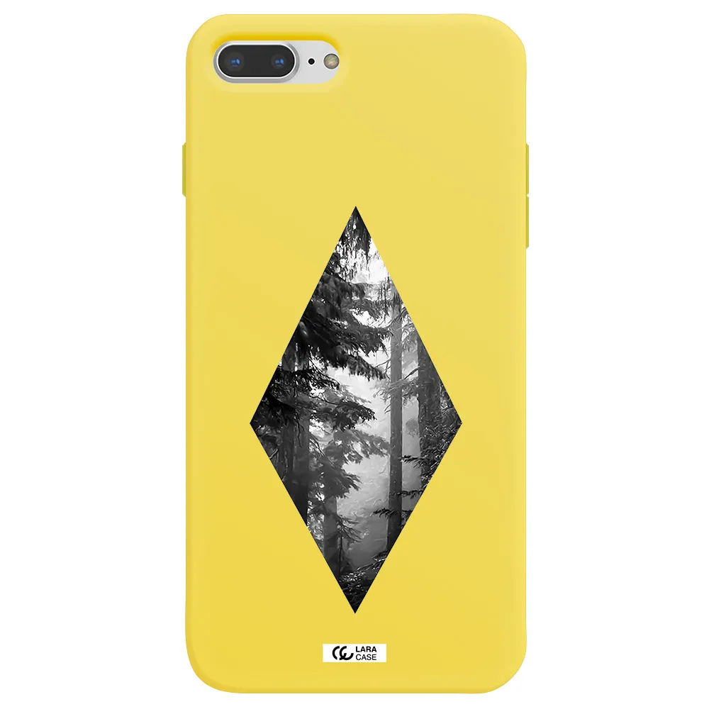 a diamond shaped image of trees Apple iPhone 8 plus Silicone canary yellow Case