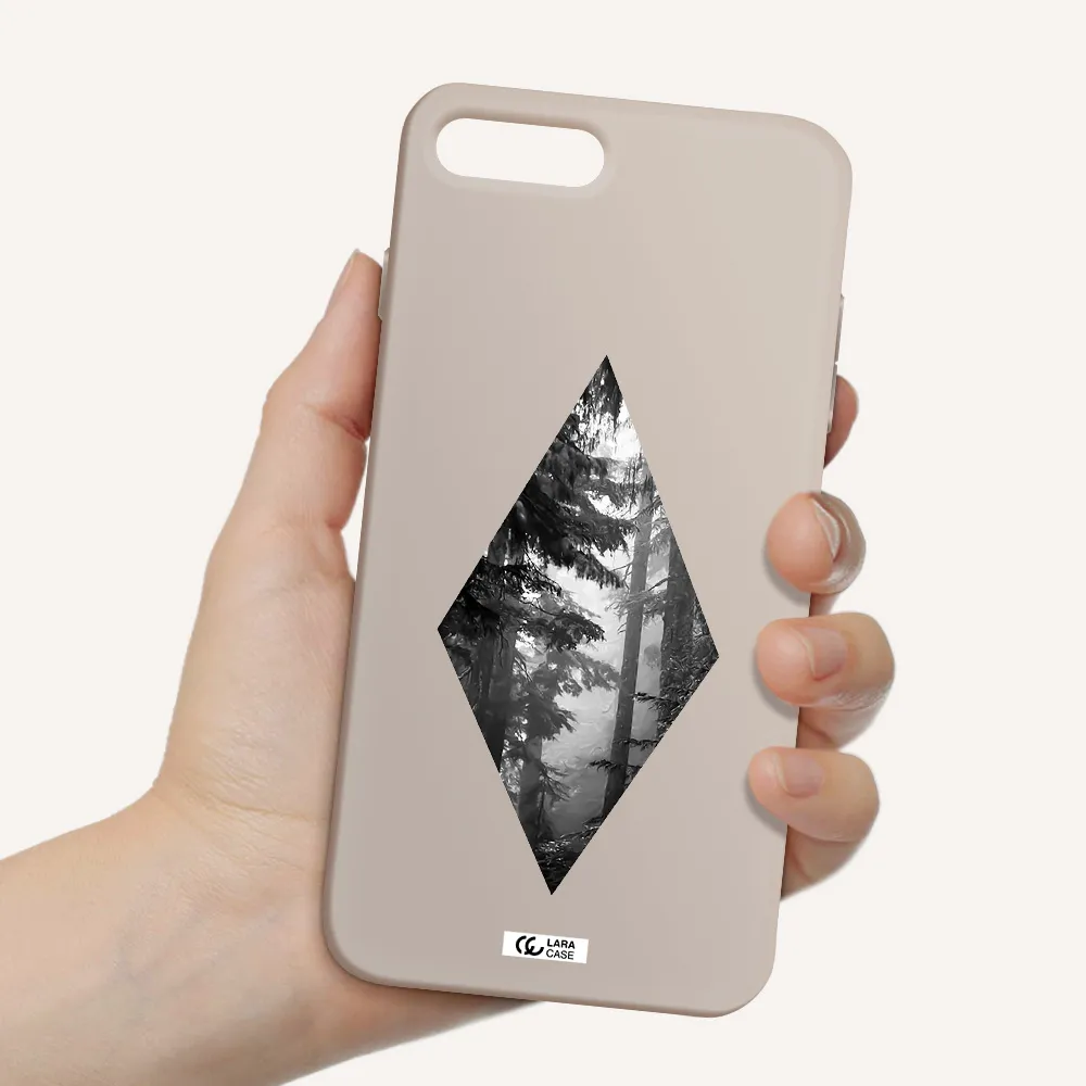 a diamond shaped image of trees Apple iPhone 8 plus Silicone Stone Case