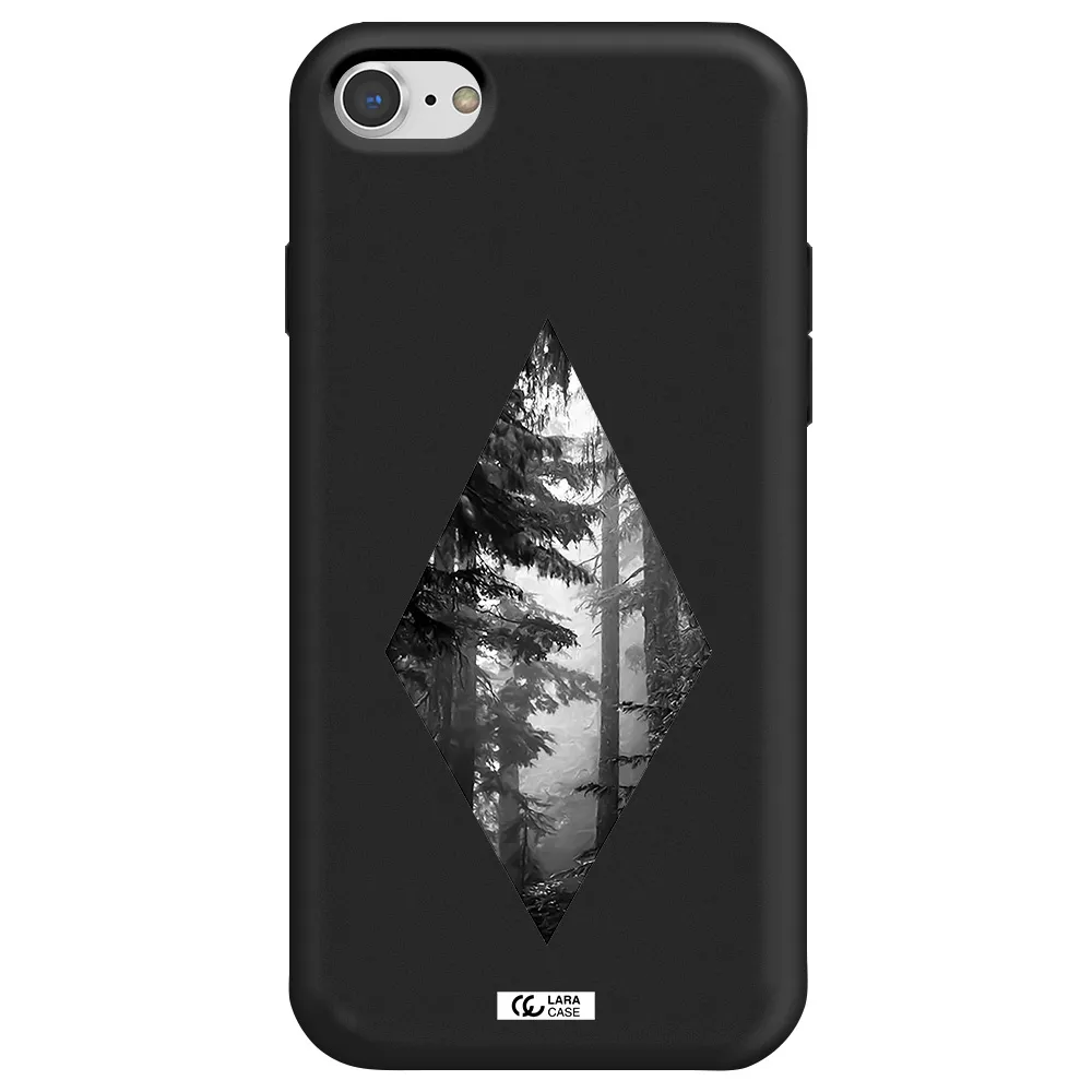 a diamond shaped image of trees Apple iPhone 8 Silicone black Case